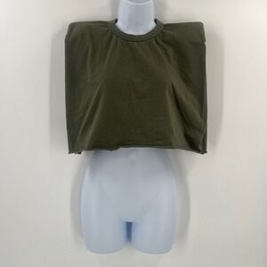 Frankie Shop Size XS Oversized Padded Shoulder Crop Top Olive Green